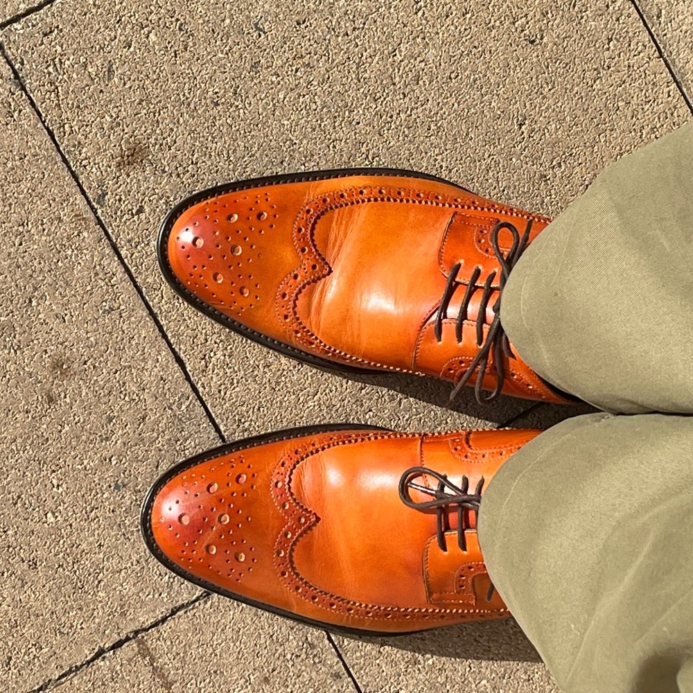 Cognac wingtip derbies size 9 1/2